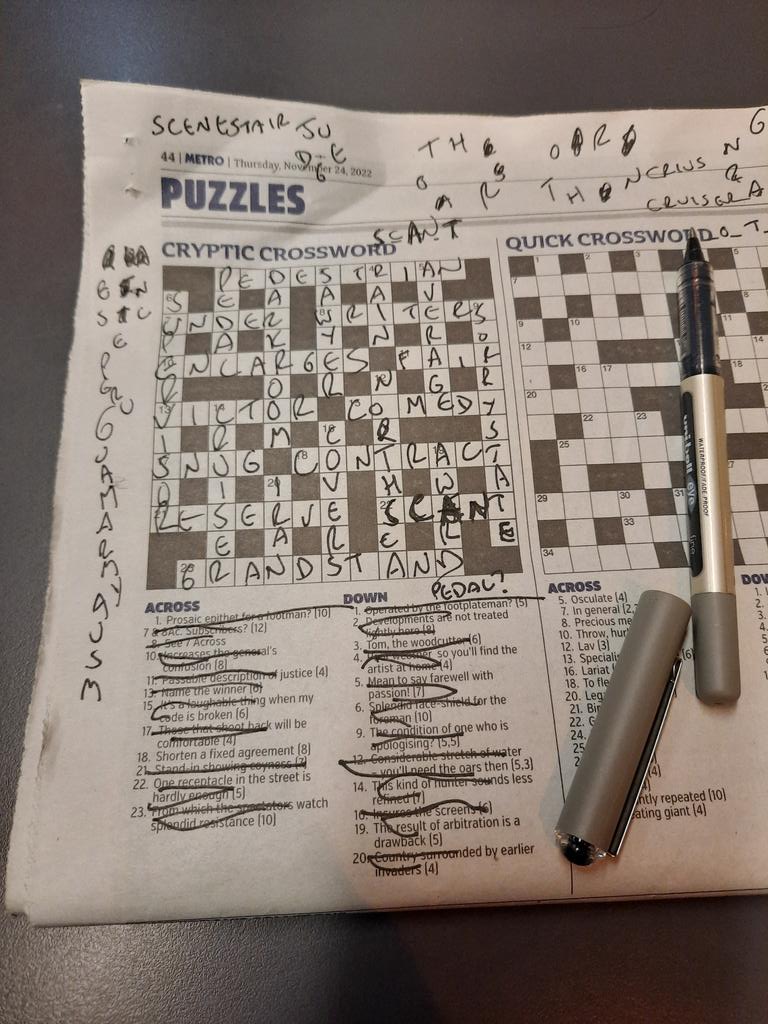 Today, for the first time in my life, I completed an entire #CrypticCrossword