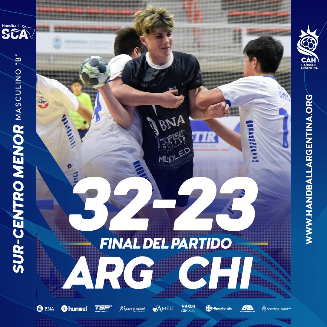 CAHandball's tweet photo. Contundente victoria de los menores "B" frente al combinado de Chile 🇨🇱 y de esta manera los dirigidos por Nicolás Margari consiguen su segunda victoria en el torneo subcontinental. https://t.co/KK1x684mHc