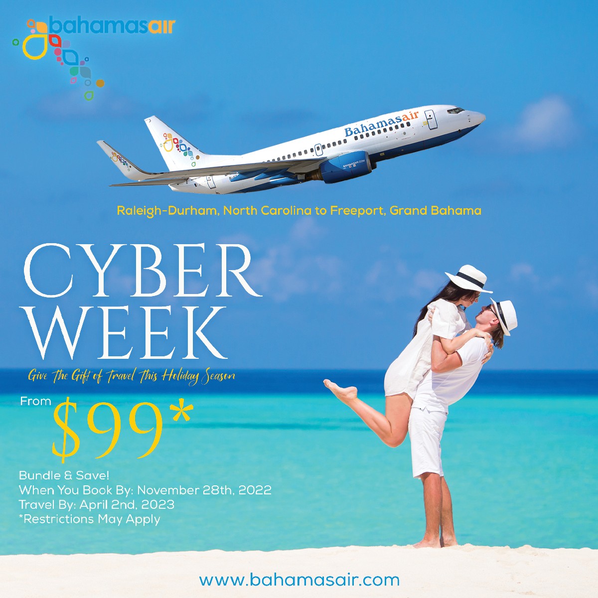 Don't miss out on these Cyber Week savings from Raleigh-Durham to Freeport Grand Bahamas with Bahamasair from $99! Visit fal.cn/3tTH4 to book today!