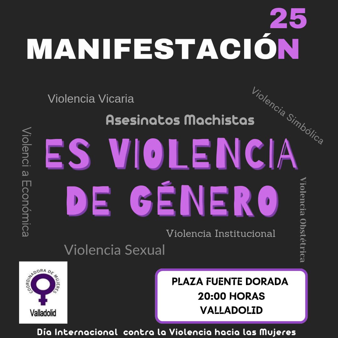 granadofdez's tweet photo. 👋🏻👋🏻 Que no se te olvide, que mañana nos vamos de manifa, por los derechos de todas las mujeres

🆘 Por quienes niegan y quieren ocultar  la #ViolenciadeGénero 

⏰ 20:00H
📍 Pz Fuente Dorada, #Valladolid

#esviolenciadegenero https://t.co/ZFouQNecUZ