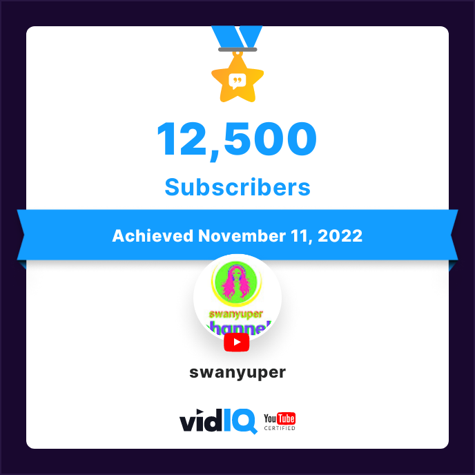 laytoe11's tweet photo. 🏆 My YouTube channel achieved 12,500 subscribers on 11th November 2022! Track and celebrate your own success today for free with @vidIQ https://t.co/EAUvTaX7cg https://t.co/vTmwaRpFyv