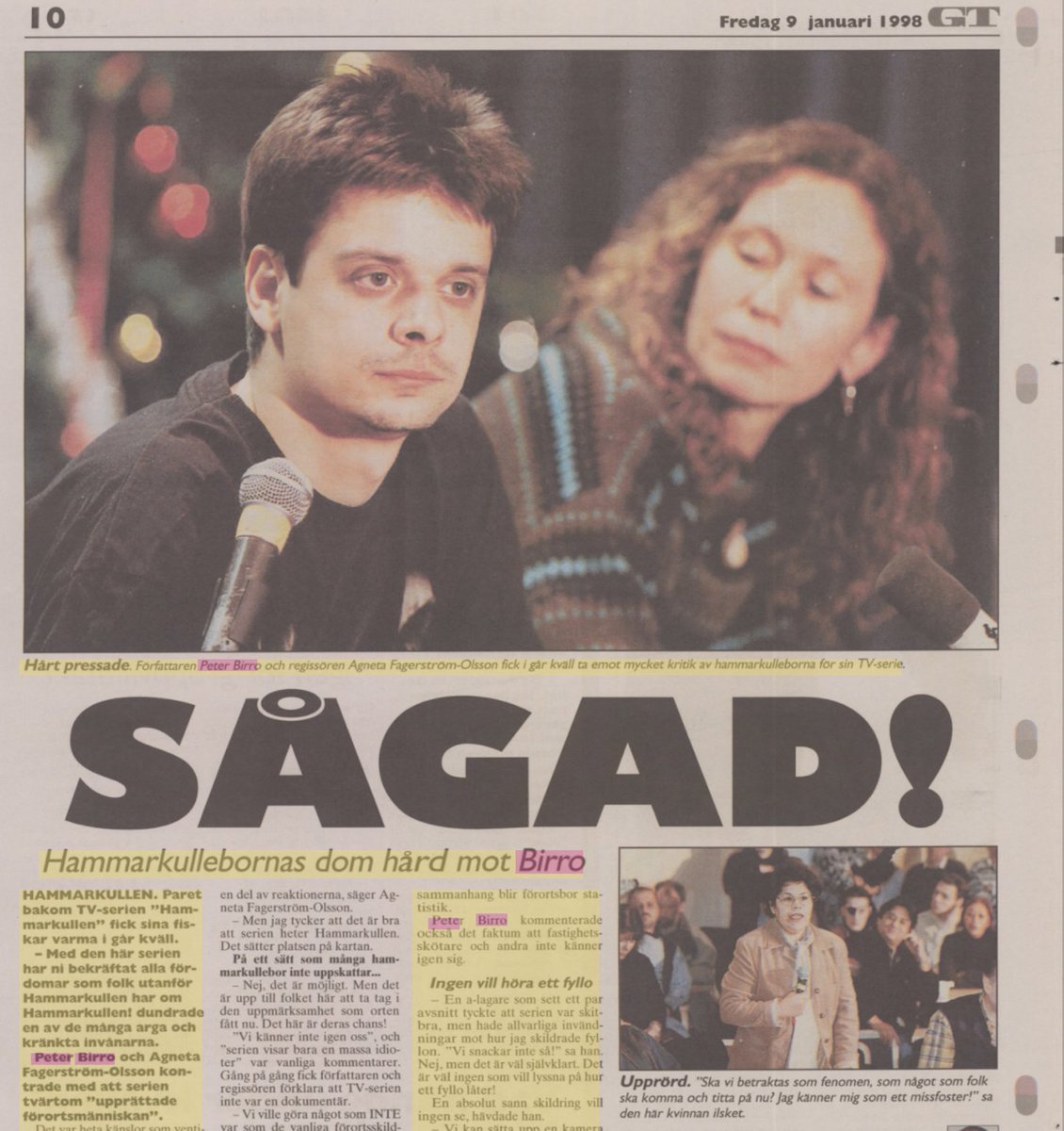 PeterBirro's tweet image. Ikväll är det 25 år sedan första avsnittet av TV-serien Hammarkullen visades på SVT. Vilket liv det blev. Kritikern Leif Furhammar i DN hade aldrig sett något liknande och jämförde med Buñuel, Brueghel och Bellman. Andra rasade. Fortfarande glad över det vi gjorde tillsammans.