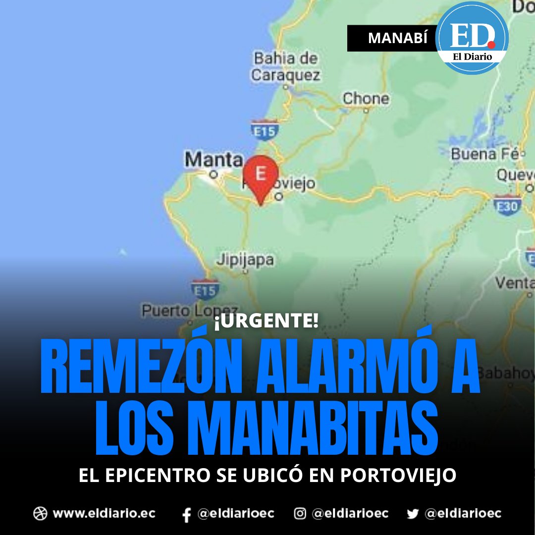 #Manabí | Fuerte sismo con epicentro en Portoviejo sacudió la provincia.
► ow.ly/5iWF50LNfgx