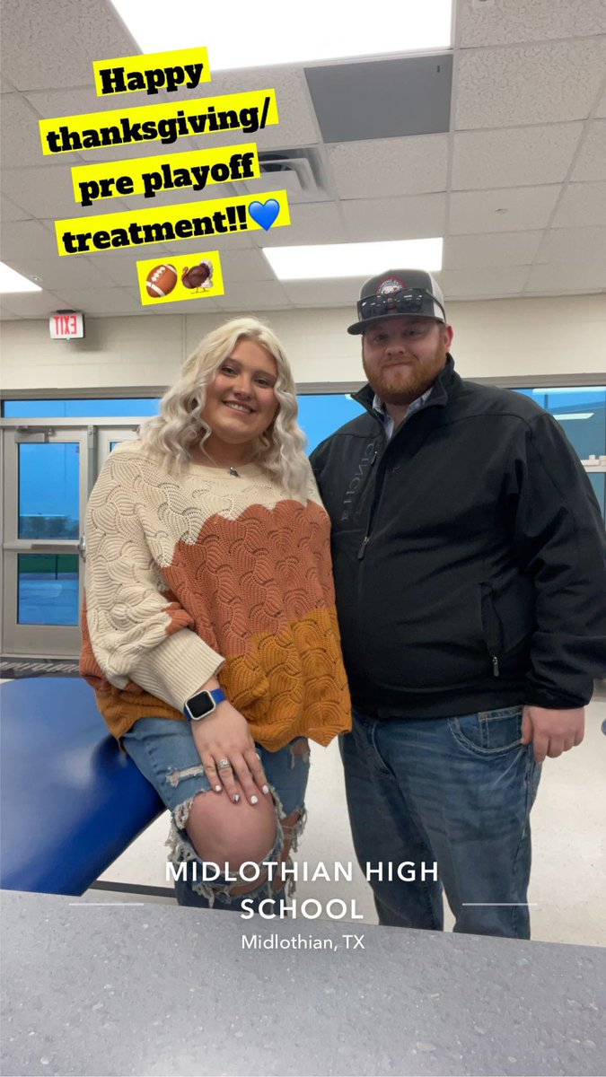MidlothianHS_AT's tweet photo. 1st Thanksgiving as a married couple!!! Love that we started the day doing my favorite thing, taking care of my athletes! So grateful to have a husband that supports me and is along for the ride! # Round3ofplayoffs #Midlo #AthleticTrainer 🦃🖤⚕️ https://t.co/bwqqn3dfIA