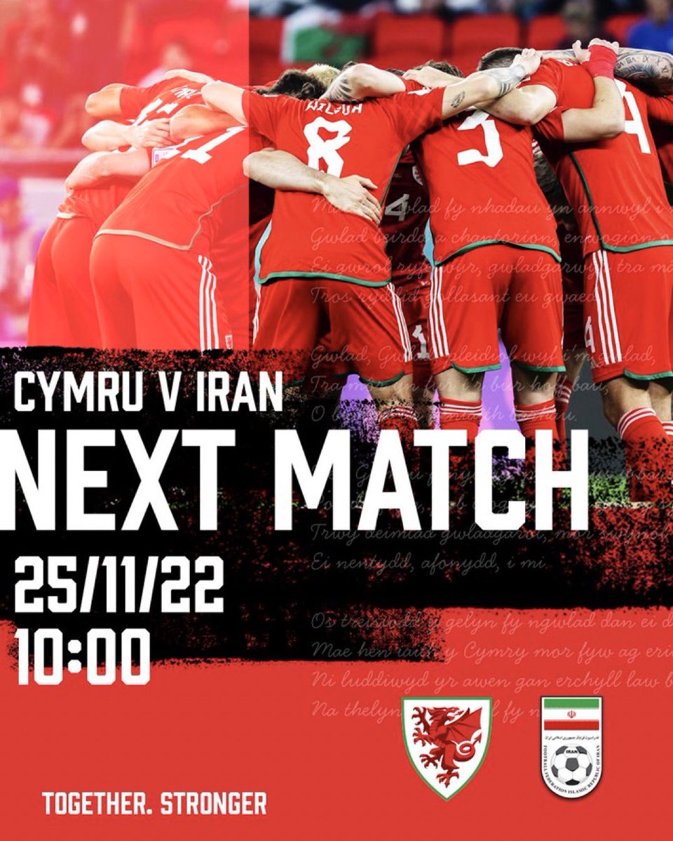 Cymru's tweet photo. 🏴󠁧󠁢󠁷󠁬󠁳󠁿🇮🇷 YFORY.

#ArBenYByd | #FIFAWorldCup https://t.co/5WX13yWy5X