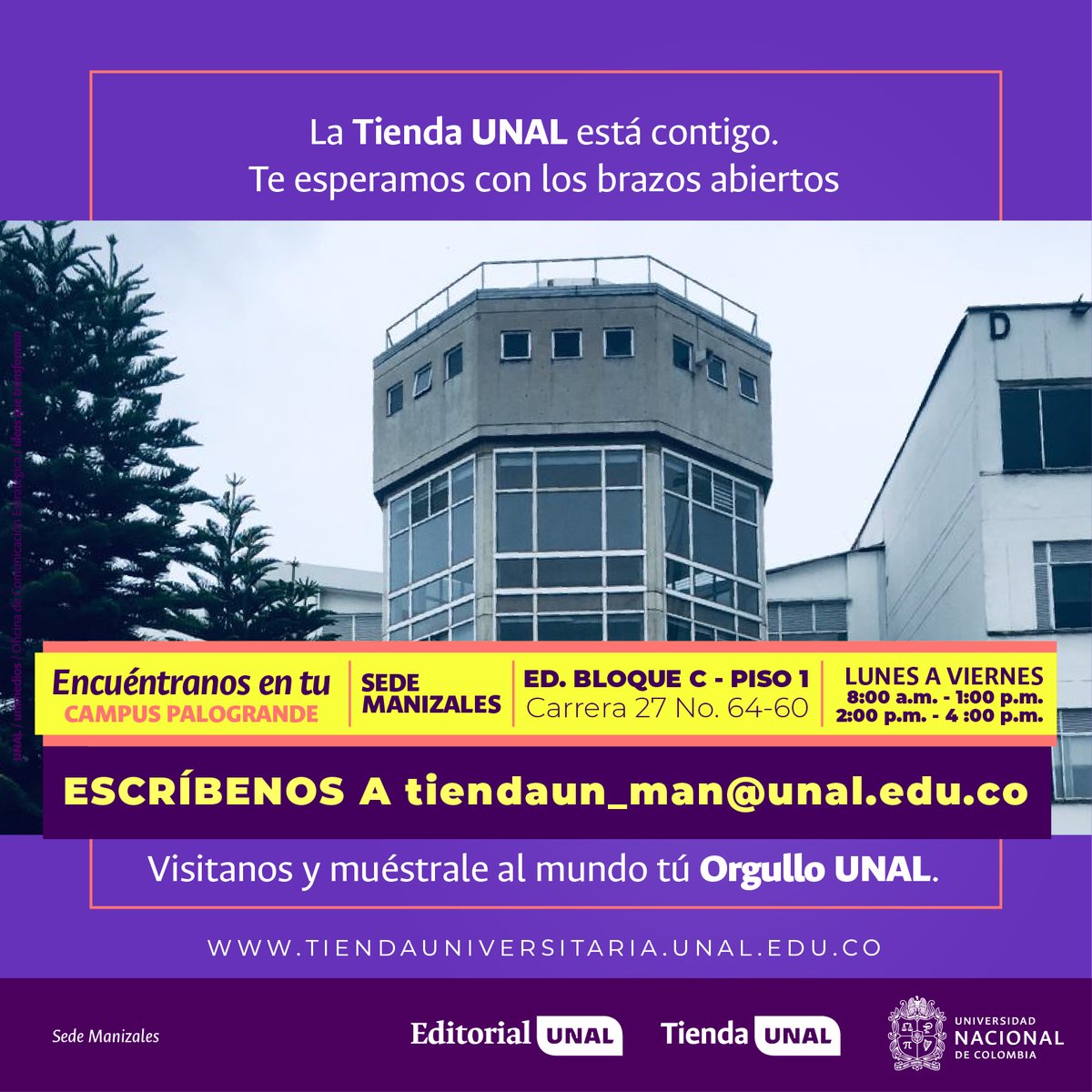 #ComunidadUNALManizales La #TiendaUNAL  los espera 🤩 🛍️ encuéntrala en el 📍Campus Palogrande.