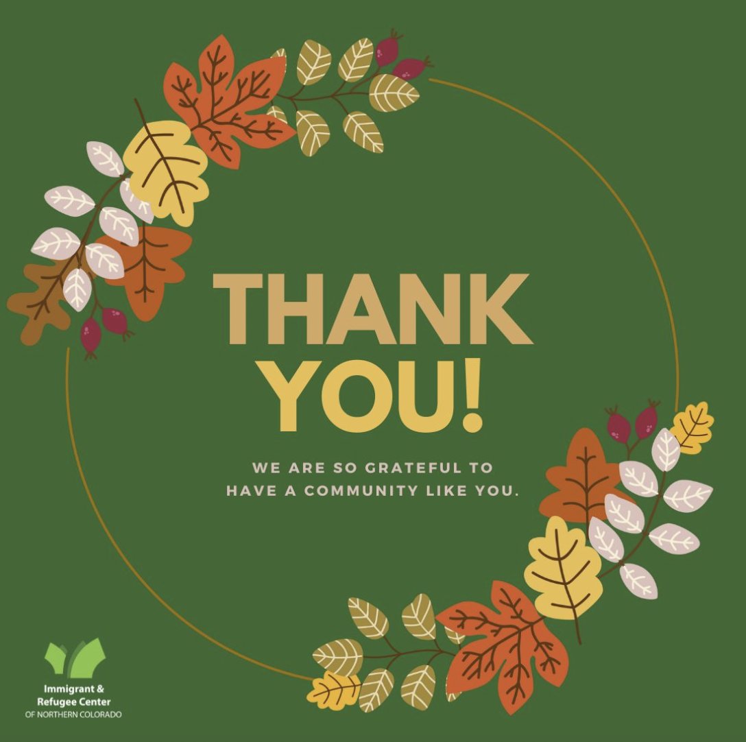 IRCNoCo's tweet photo. Today and always, IRCNoCo has a lot to be thankful for. We are incredibly grateful for our Greeley/Evans community, our wonderful partner organizations, and each individual who makes the work we do possible. IRCNoCo wishes you a warm season ahead. We are thankful for you! https://t.co/bso3Wdffpn