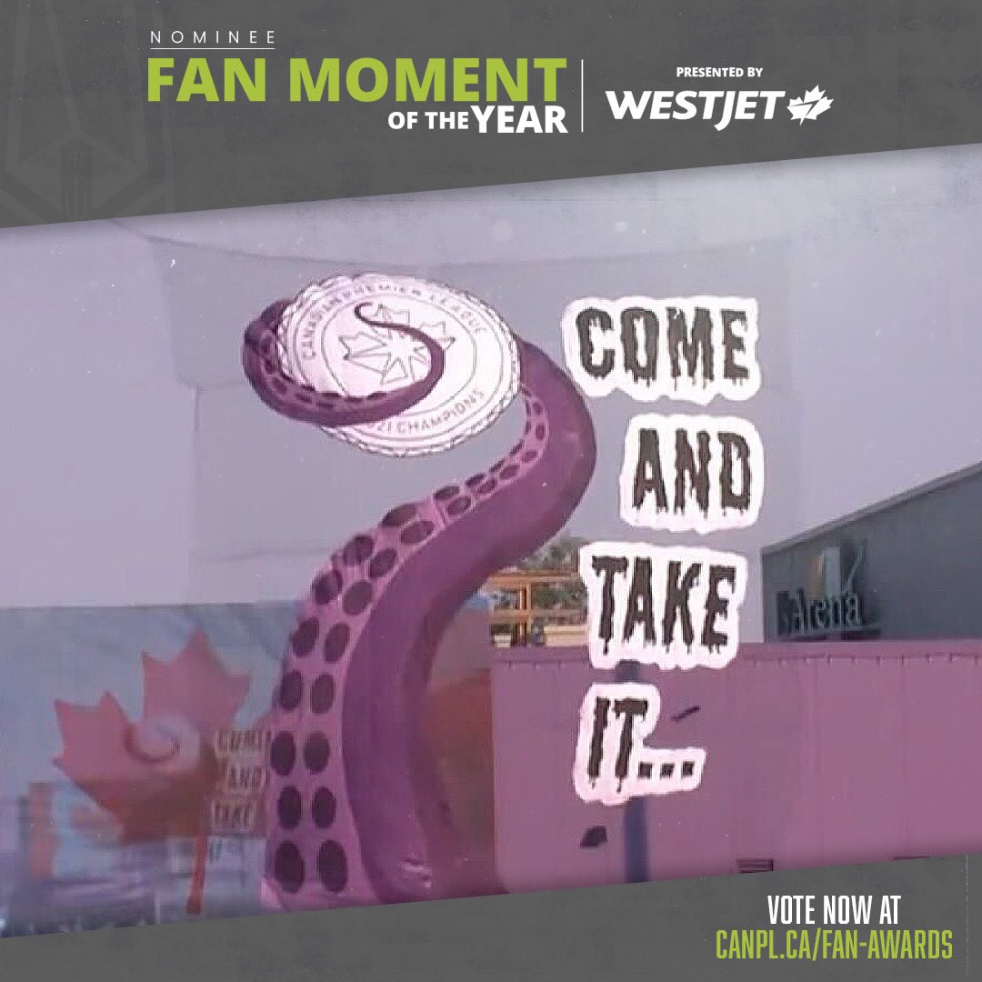 Pacificfccpl's tweet image. We have the best fans in the league! 💜🐙
“Come And Take It” is nominated for @cplsoccer Fan Awards - Fan Moment of the Year!

Vote daily using the link below! 

🔗➡️ matchup.canpl.ca/tb_app/479135?…