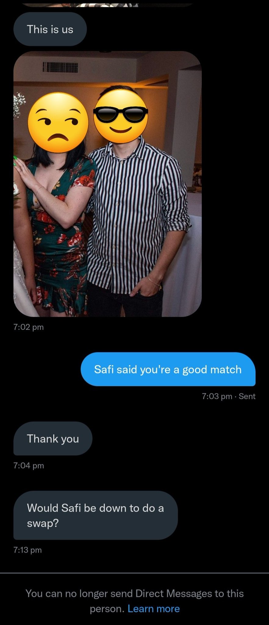 Gross Gore on X: This guy dmed me wanting to have sex with my girlfriend  then he randomly blocked me. I think hes girlfriend went through his  twitter DMs 😂 t.covCir9prDfP 
