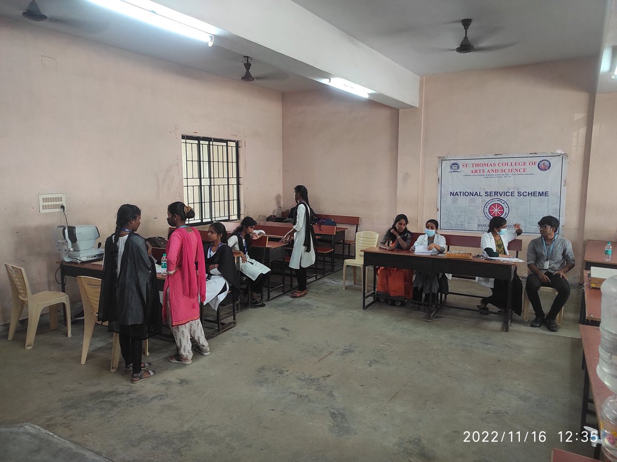 Nss_Stcas106_Ch's tweet photo. 16/11/2022 :In St. Thomas college of arts and science the National Service Scheme conducted eye camp with Dr. Agarwal's eye hospital from morning 9 am to 2 pm | In that more than 80 students were done there eye check up
@_NSSIndia @Nss_Stcas107_Ch @NSSChennai @dragarwals_eye #nss https://t.co/nyXQe87GPv