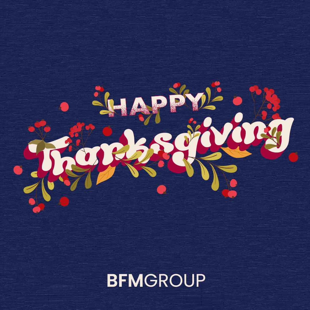 BFMgroup_inc's tweet photo. We’re excited it’s finally time to take a little break and enjoy quality time with loved ones!  We are so thankful for our talented &amp; hardworking team &amp; our amazing clients!  You inspire us daily! Happy Thanksgiving from BFM Group! #thanksgiving #bfmgroupinc #marketing https://t.co/MqWL1IWMfW