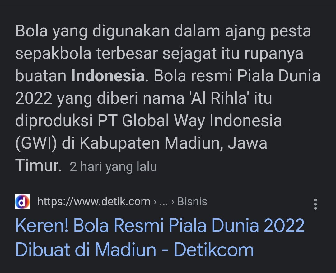 FUndoubtable's tweet image. VIRAL! Di artikel berbahasa Inggris bahwa bola Fifa 2022 Al-Rihla buatan Pakistan dan di artikel berbahasa Indonesia malah bola Fifa 2022 Al-Rihla buatan Indonesia. Terus mana yang bener? Kok gak sinkron sih! #FIFAWorldCup #Qatar2022 #منتخب_الشواذ #thiccsgiving