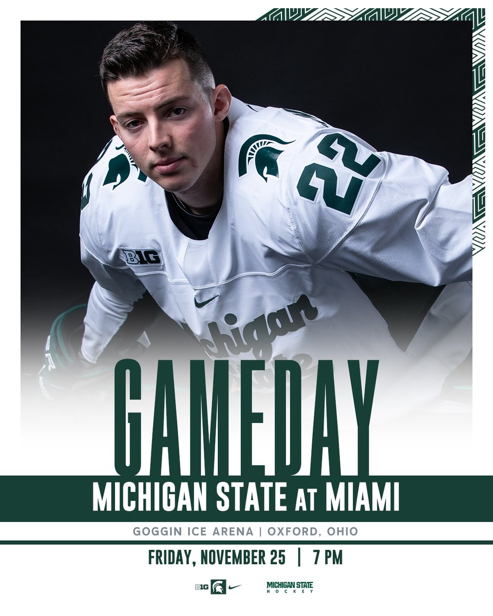 Michigan State Hockey (@msu_hockey) on Twitter photo It's a non-con GAME DAY in Oxford, Ohio!  The Spartans will take on their old CCHA mates the Miami Red Hawks in a 7 pm puck drop. It's a non-con GAME DAY in Oxford, Ohio!  The Spartans will take on their old CCHA mates the Miami Red Hawks in a 7 pm puck drop.
