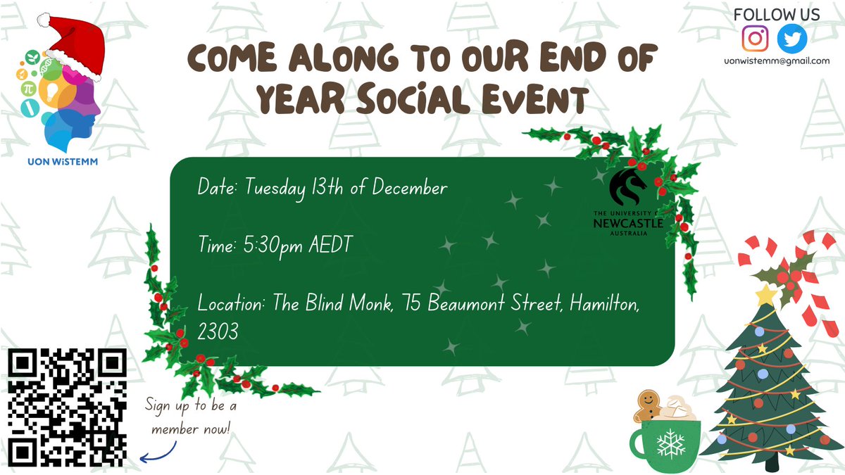 Come along to our end of year casual event! We will be having a feed at The Blink Monk on the 13th of December at 5:30pm!
