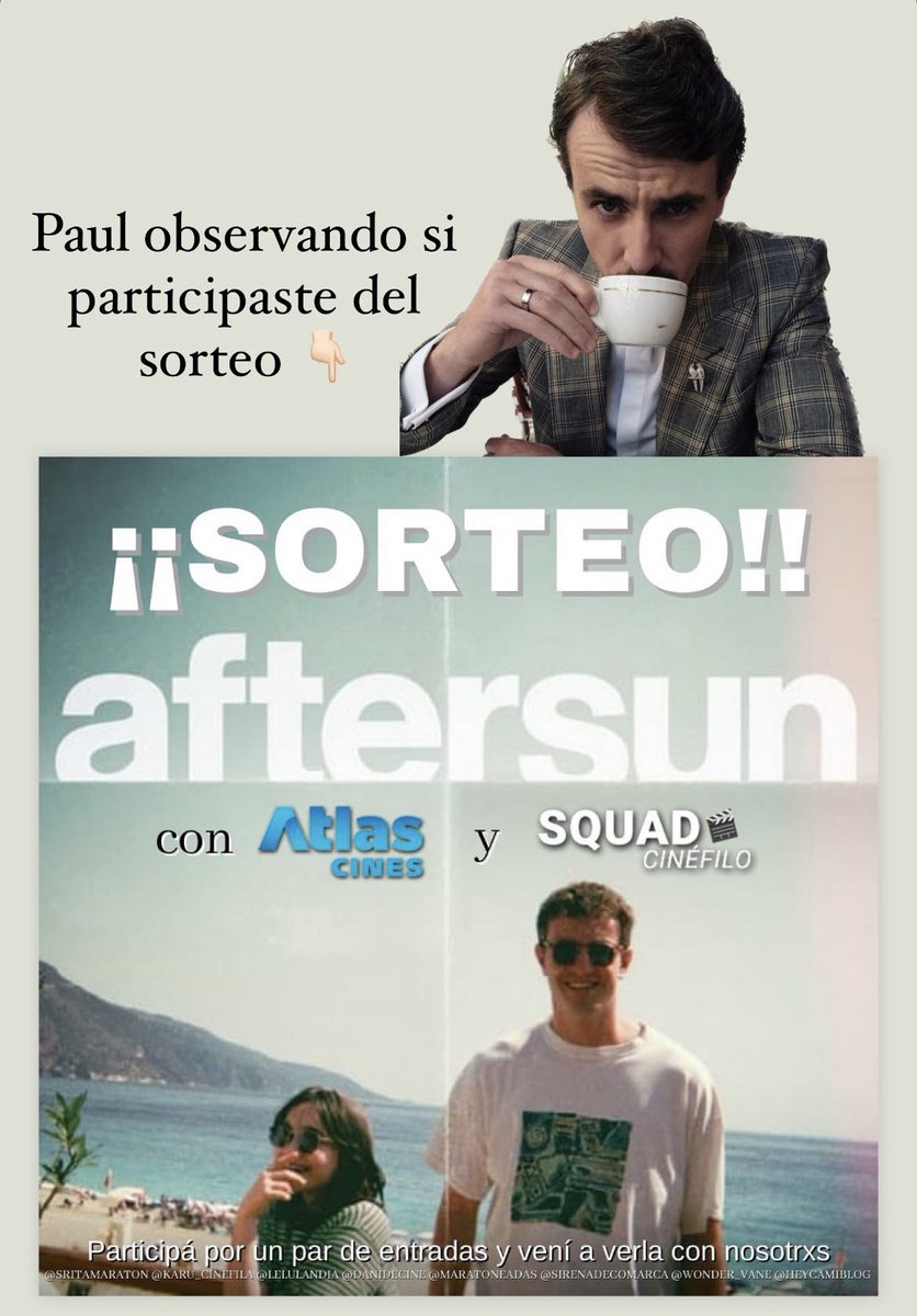 SritaMaraton's tweet photo. Participa en Instagram para ver a #PaulMescal en su nueva peli #Aftersun ♥️ en #PatioBullrich lunes 19.50! https://t.co/GbZgchkmO9
