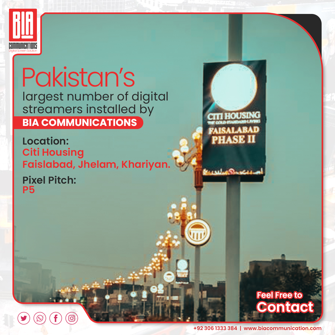 BIA_LED_SMD's tweet image. Pakistan’s largest number of digital streamers installed at @citihousingofficial society Faislabad.

#videowalls
#smddisplay
#smdsupplier
#smdscreens
#indoorsmd

📞Contact: 0306 1333384
🌐 Visit: biacommunication.com
📌Address: Y-Block Phase-3, DHA Lahore, Pakistan