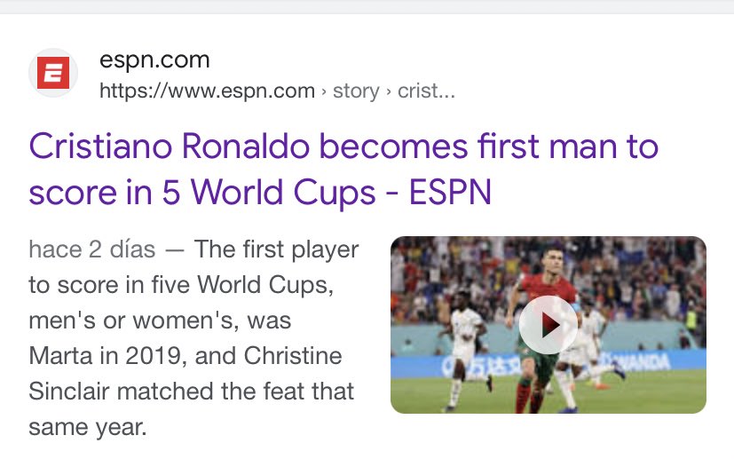 Por lo menos googlealo antes de querer vender un dato que es falso  <a href="/Andres_Vaca_/">Andrés Vaca</a> jajaja que vergüenza 🤡
#CristianoRonaldo no es “el único ser humano en la historia de la humanidad” 😅 
Cuanta soberbia en un solo tweet #FIFAWorldCup #Portugal