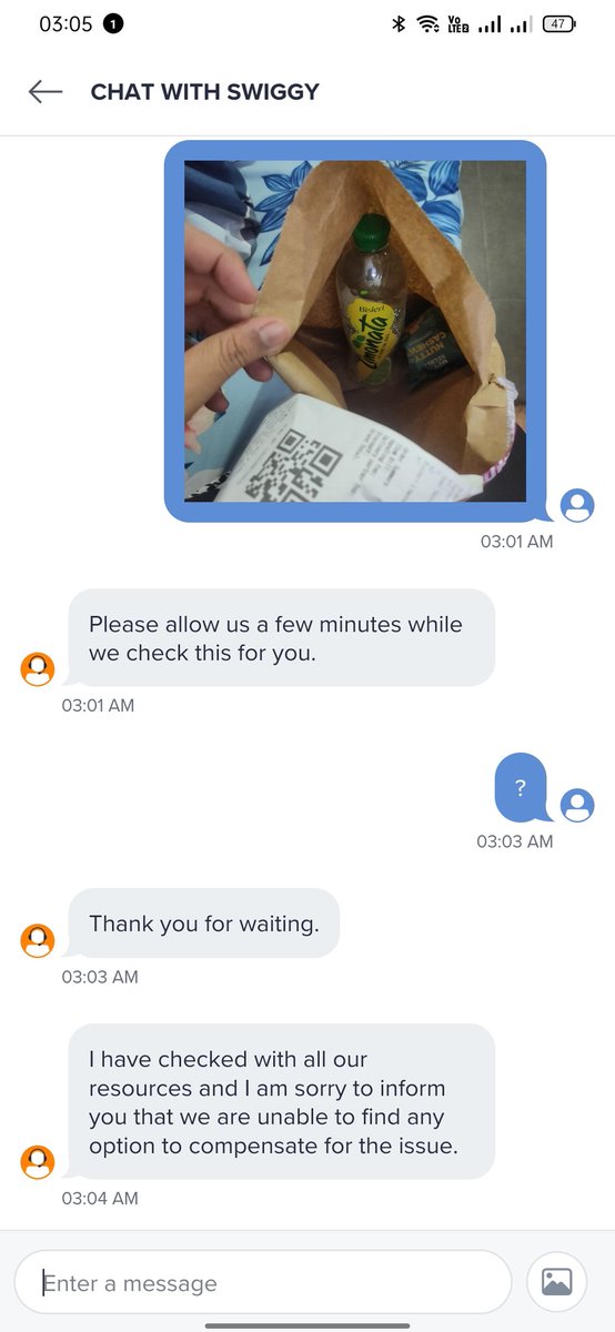 divy_rai07's tweet photo. I ordered some items from instamart and few items were missing and you guys are not taking any action @SwiggyCares @SwiggyInstamart https://t.co/iSEkG7LVt0