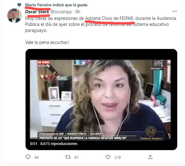 ValeInsfran4's tweet image. Más claro agua 
Ah otra cosa, Adriana Closs de FEIPAR, ex funcionaria del Ministerio de la Niñez fue coordinadora de comunicación en la elaboración de la Guía, Proyecto JAIKUAA
La misma que intervino en la audiencia pública a favor de la ley 6659/20 en representación de FEIPAR🔽