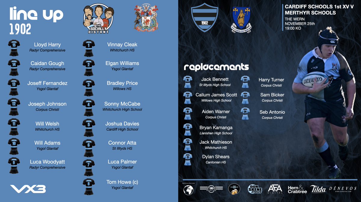 RygbiCaerdydd's tweet photo. Our Cardiff Schools 1st XV to play @rugby_msr tomorrow Merthyr RFC 19:00 KO #💙🖤 https://t.co/awVrRibwyg