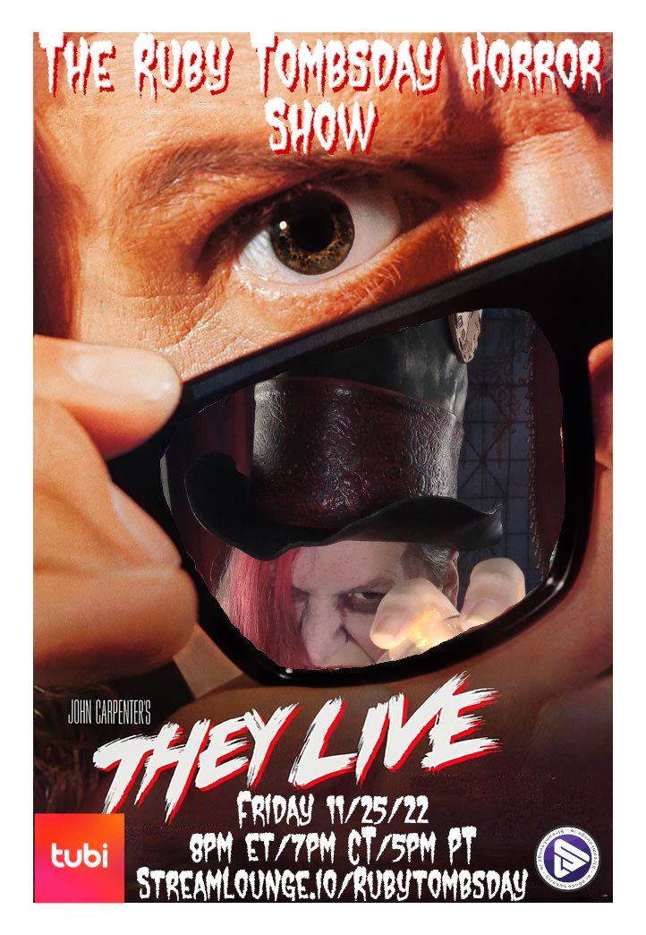 rubytombsday's tweet photo. 3 eps of #TRTHS coming this weekend!
Fri 11/25: "They Live" 8pm ET
Sat 11/26: "Hagazussa" 10pm ET
Sun 11/27: "The Killing Tree" 3pm ET

Live on Stream Lounge, and all 3 movies free with @Tubi #MutantFam #Streamsgiving
1/4 https://t.co/tnGuiL5Xrw