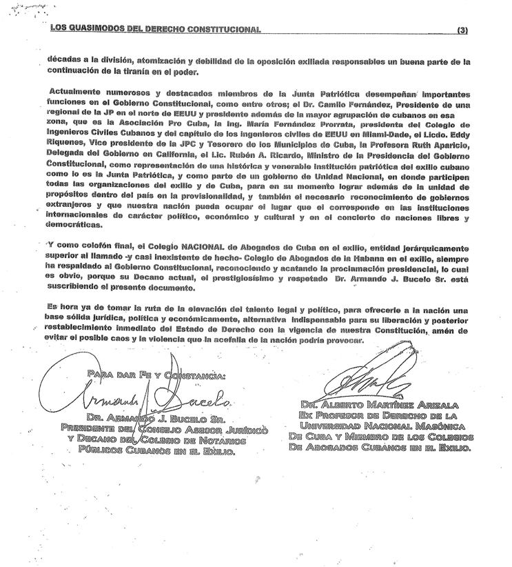 GTransicion's tweet photo. Contesta a la carta prestigiosos Juristas Miembros de los Colegios de Abogados Cubano en el Exilio, que fueron el Dr. Armando Bucelo, y el Dr. Alberto Martinez Arizala. Nuestra respuesta es contundente, con razonamientos Jurídicos, que confirman la Legalidad del #GCCT #C1940 https://t.co/J7EYeNP0TW