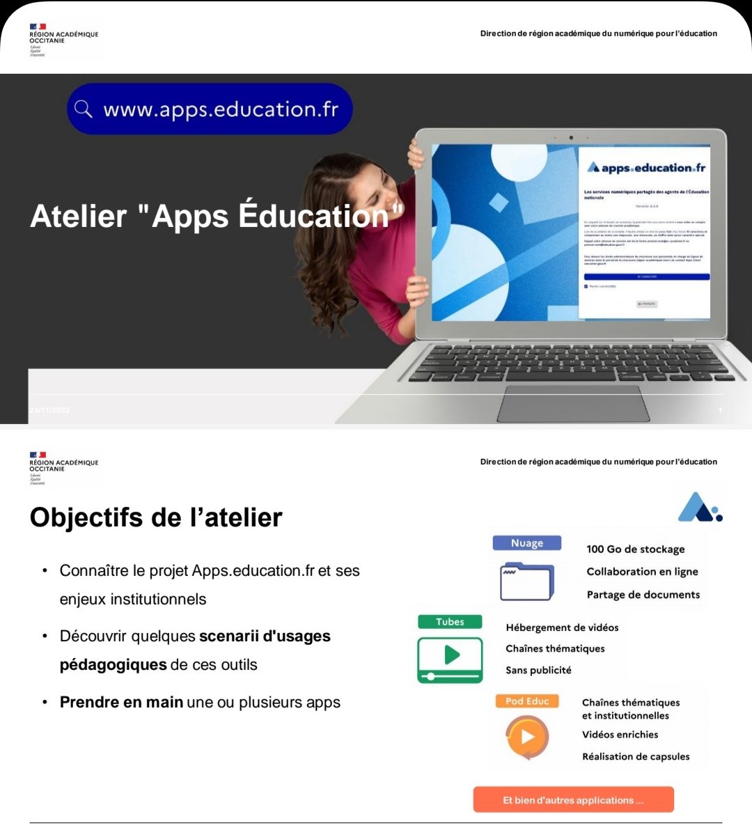 JGorgues's tweet photo. Objectifs de l’atelier :
• Connaître #AppsEducation et ses
enjeux institutionnels
• Découvrir quelques scenarii d'usages
pédagogiques et ces outils
• Prendre en main plusieurs apps
https://t.co/uu5GlL4ebw
Défis bientôt disponibles sur site de la DRANE https://t.co/PnTRBsusIY https://t.co/ycz99TiTw5