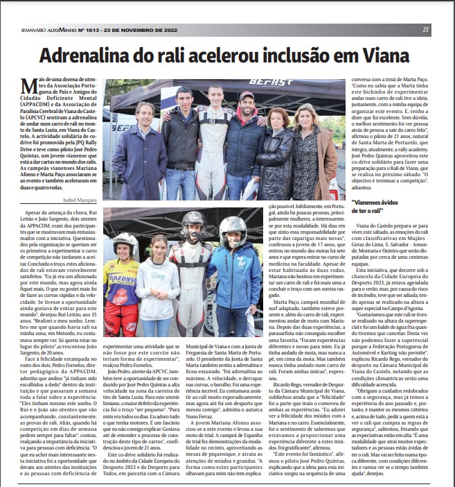 Aqui está mais um retrato do que se passou na manhã do Co-Drive Solidário. Obrigado à Isabel Marques pela cobertura jornalística. Desta forma, espero que mais iniciativas idênticas a esta surjam e que incluam aqueles que menos oportunidades têm. Um abraço