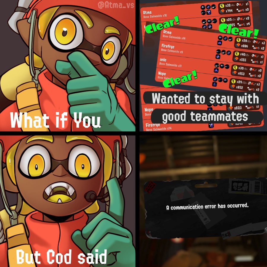 atma_vs's tweet photo. Every time I play Salmon Run… #Splatoon3 #splatoonfanart https://t.co/XVMAzmoZV9
