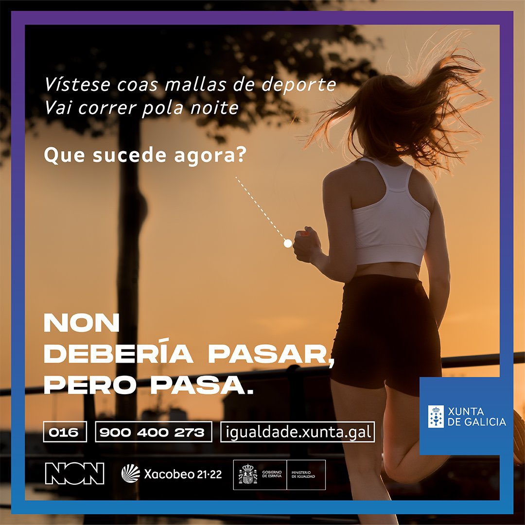 PoliticayModa's tweet photo. En vez de una campaña sugiriendo a las mujeres qué ropa usar para no ser violadas y responsabilizándolas (no existe prenda que lo evite y da igual si te tapas mucho o te descubres) a ver si la Xunta invierte en educar miradas (empezando por la suya) #asco #powerdressing https://t.co/IAYSNNpuSA