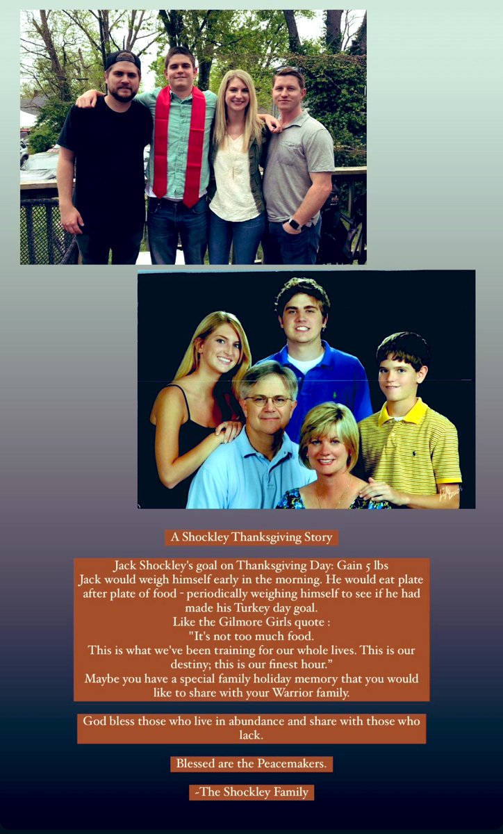Warriors4Peace's tweet photo. Happy Thanksgiving! Take a moment to read this beautiful memory from the Shockley’s. We all have so much to be thankful for this holiday season and sometimes it’s the small things you can take for granted. We only ask that you take nothing for granted this year. #EndGunViolence https://t.co/GqvwWFpXxE