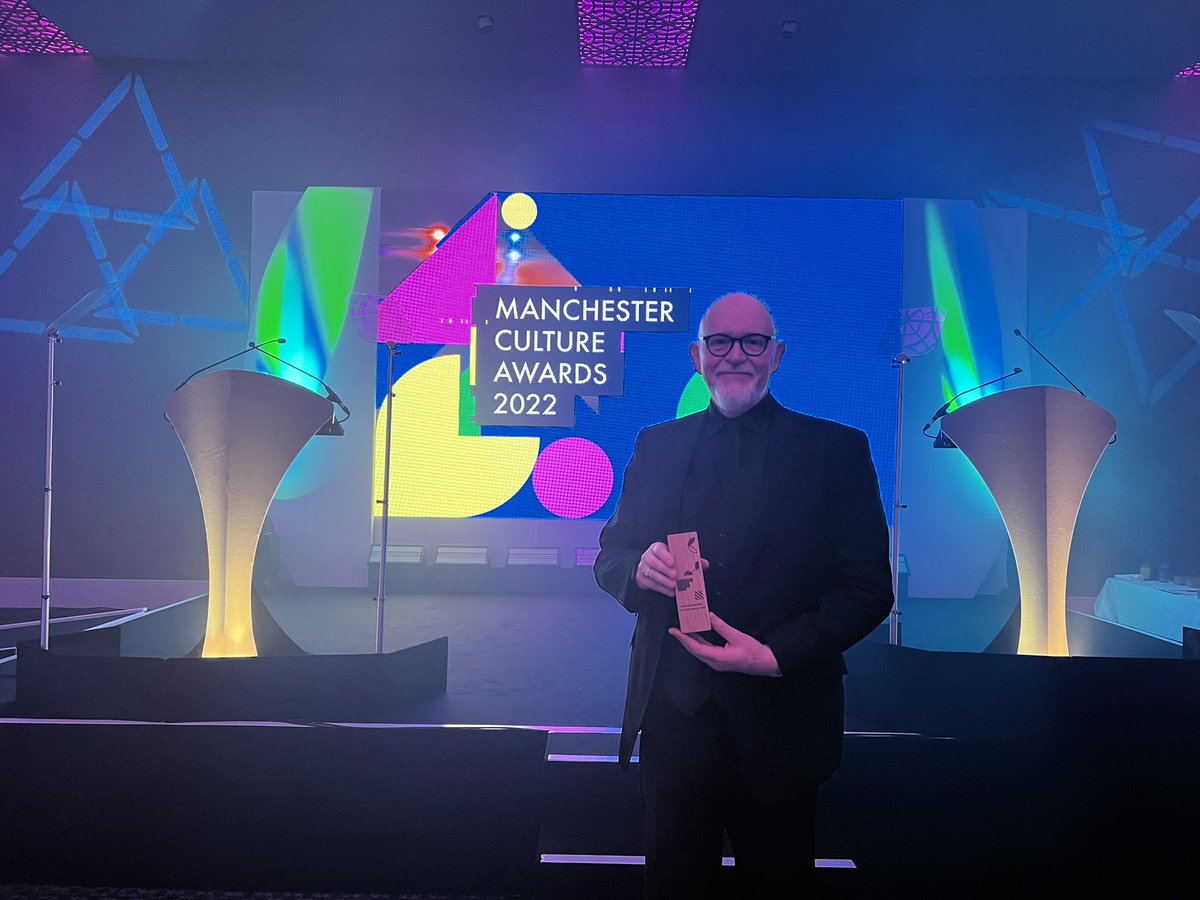 HOME_mcr's tweet photo. Congratulations to our CEO &amp; Artistic Director Dave Moutrey on his Special Recognition Award, for his incredible contribution to Manchester’s vibrant cultural sector. 

To quote Dave, quoting that poet: “Manchester, this is the place!” 

We couldn’t agree more!  #mcrcultureawards https://t.co/BlPcGo9Zzf