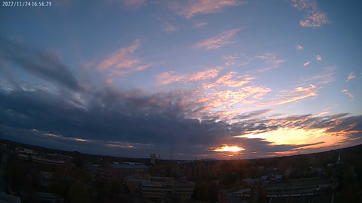 UNC Greensboro at sunset and it's 59.9 F.