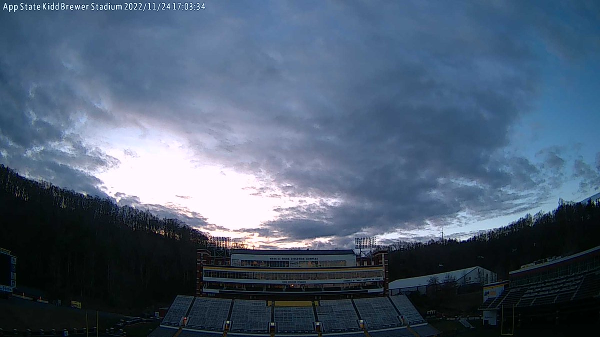 Appalachian State University at sunset and it's 49.8 F.