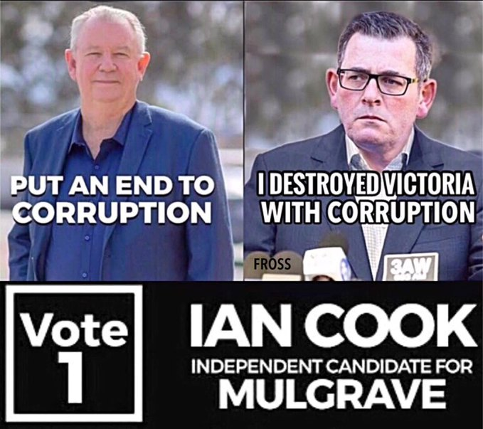 deconstuctruth's tweet photo. @abcnews Dan can't even face his own electorate...doesn't want to be heckled. lol #GoodbyeDan #VoteIanCook #Mulgrave https://t.co/Sbic4x0zyq