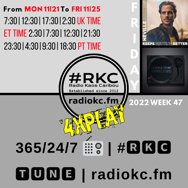 RadioKC's tweet photo. 🔊#ONTHEAIR │ Non-Stop Eclectic Music MiX

⏲️ Next Prog │ 7AM UK
❓Ralph/Brian #REPLAY5

⏲️7:30AM UK
❓1st #FRIDAY 𝟰𝘅𝗣𝗟𝗔𝗬𝗦
@nevillesounds │ @narcissushq

⏲️7:40AM UK
❓Non-Stop Eclectic Music MiX

🎧on #🆁🅺🅲 📻 https://t.co/Vzqms72Dbp
▂▂▂▂▂▂▂▂▂▂▂▂▂▂ https://t.co/iEJyFJZ6aj