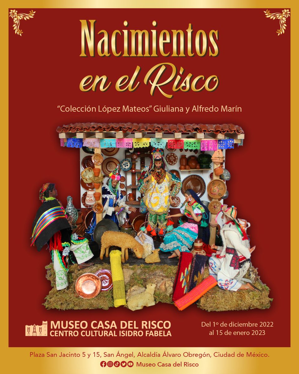 El Museo <a href="/CasadelRisco/">Museo Casa del Risco</a> te invita a la exposición “Nacimientos en el Risco” en la que podrás apreciar una colección de #nacimientos, algunos elaborados por artesanos mexicanos y otros provenientes de varias partes del mundo. No te la pierdas, del 1 de diciembre al 15 de enero.