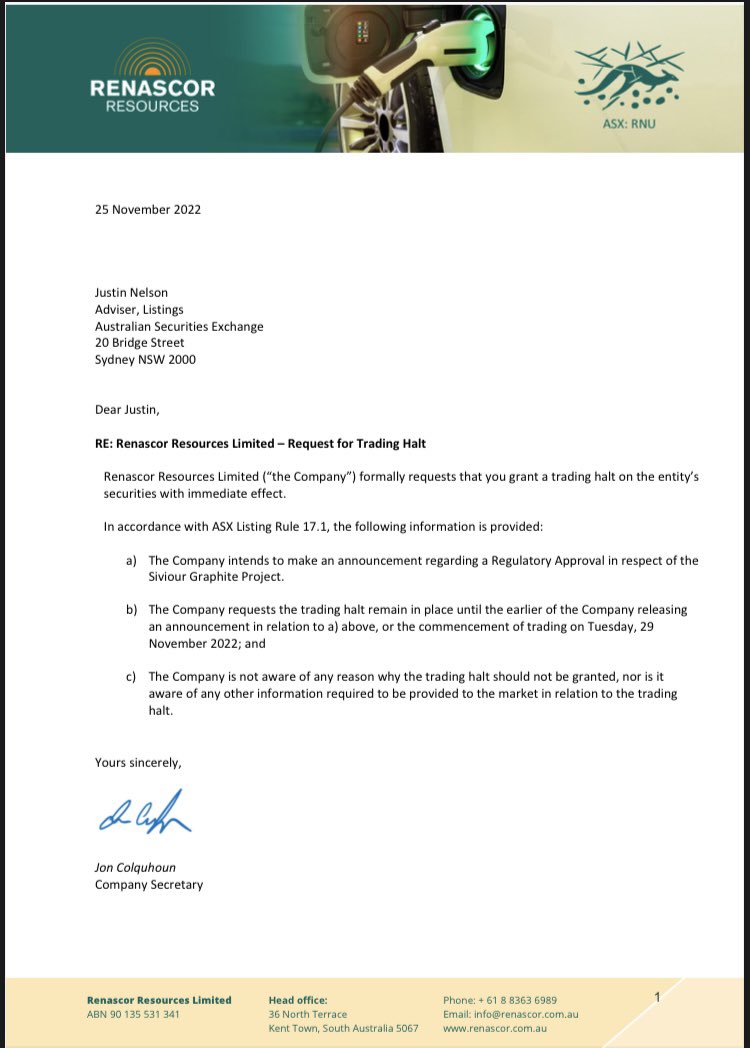 Sentinel on Twitter "RNU trading halt regarding regulatory approval