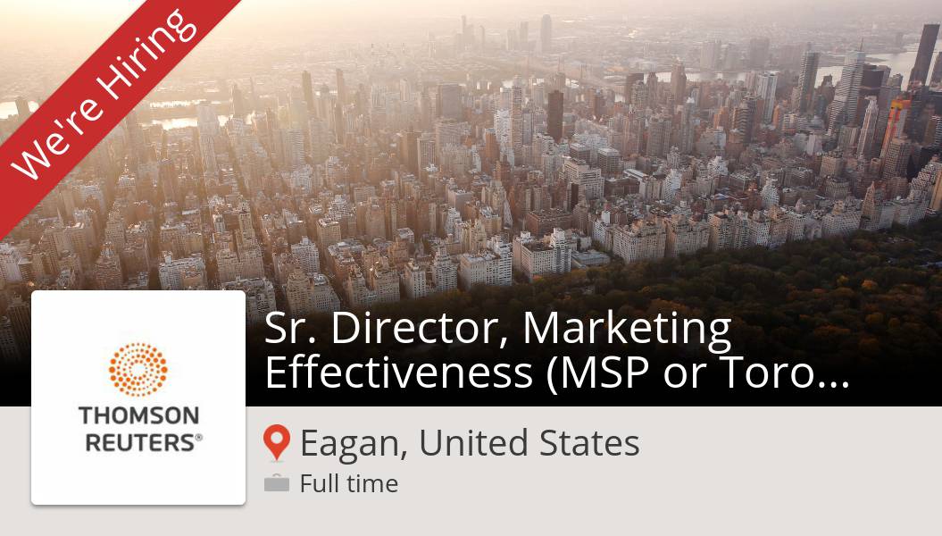 JillKeller17's tweet photo. New #job opening at #ThomsonReuters in #EaganUnitedStates! Sr. #Director, #Marketing Effectiveness (MSP or Toronto) https://t.co/aOGvBrqA2l #WorkingAtTR https://t.co/gfke7UGSu0