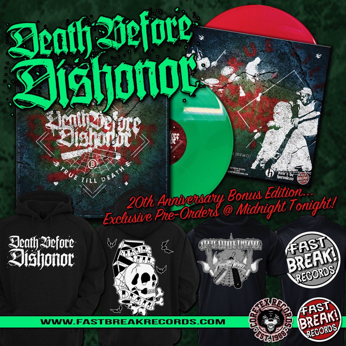 dbdbhc's tweet image. Proud to finally announce the 20th anniversary rerelease of our debut LP “True Till Death”. Bonus tracks include the long out of print “Wartime” demo. This will be available on LP/CD. Preorders with limited merch will be up tonight at midnight through fastbreakrecords.com