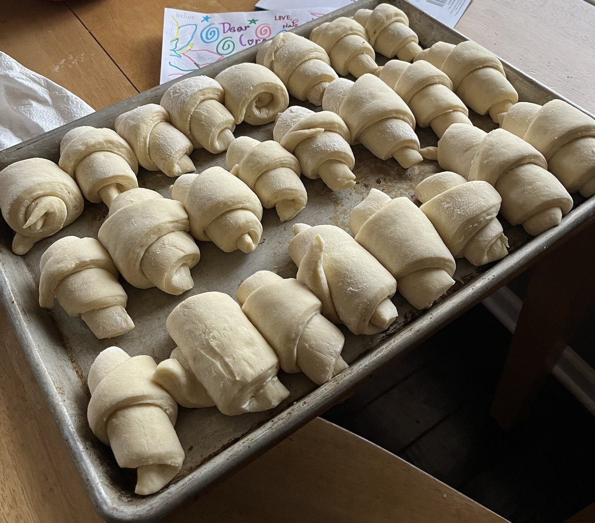 mkuensti's tweet photo. Excited to share these beauties with my family! Wife and sons made them, dad bakes them to perfection. #lotsofbutter #Thanksgiving https://t.co/lSYvfL4Gn9
