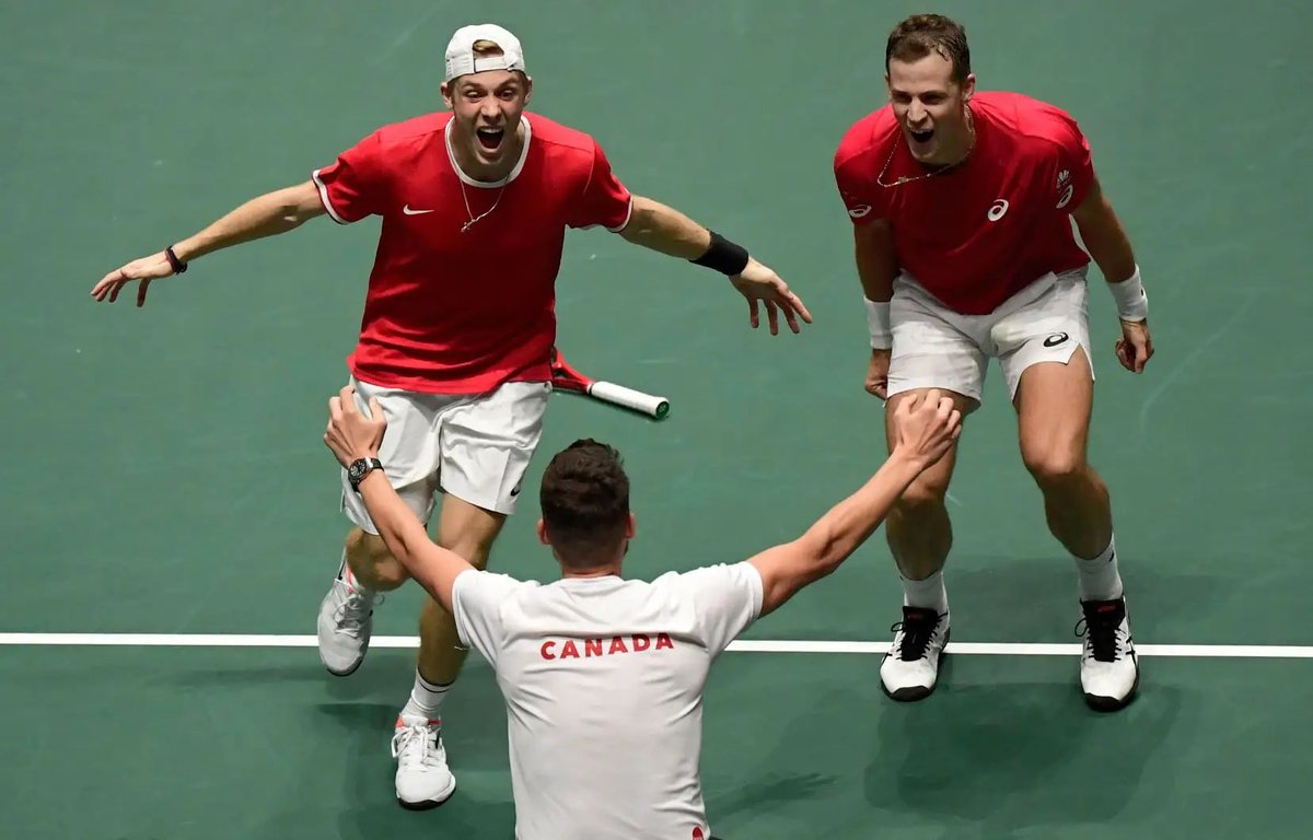 Denis Shapovalov and Vasek Pospisil end the incredible Davis Cup winning streak (8) of Tim Puetz and Kevin Krawietz, beating them 2-6, 6-3, 6-3 to put Canada in the Davis Cup semifinals in Malaga. 

Canada to face Italy on Saturday.