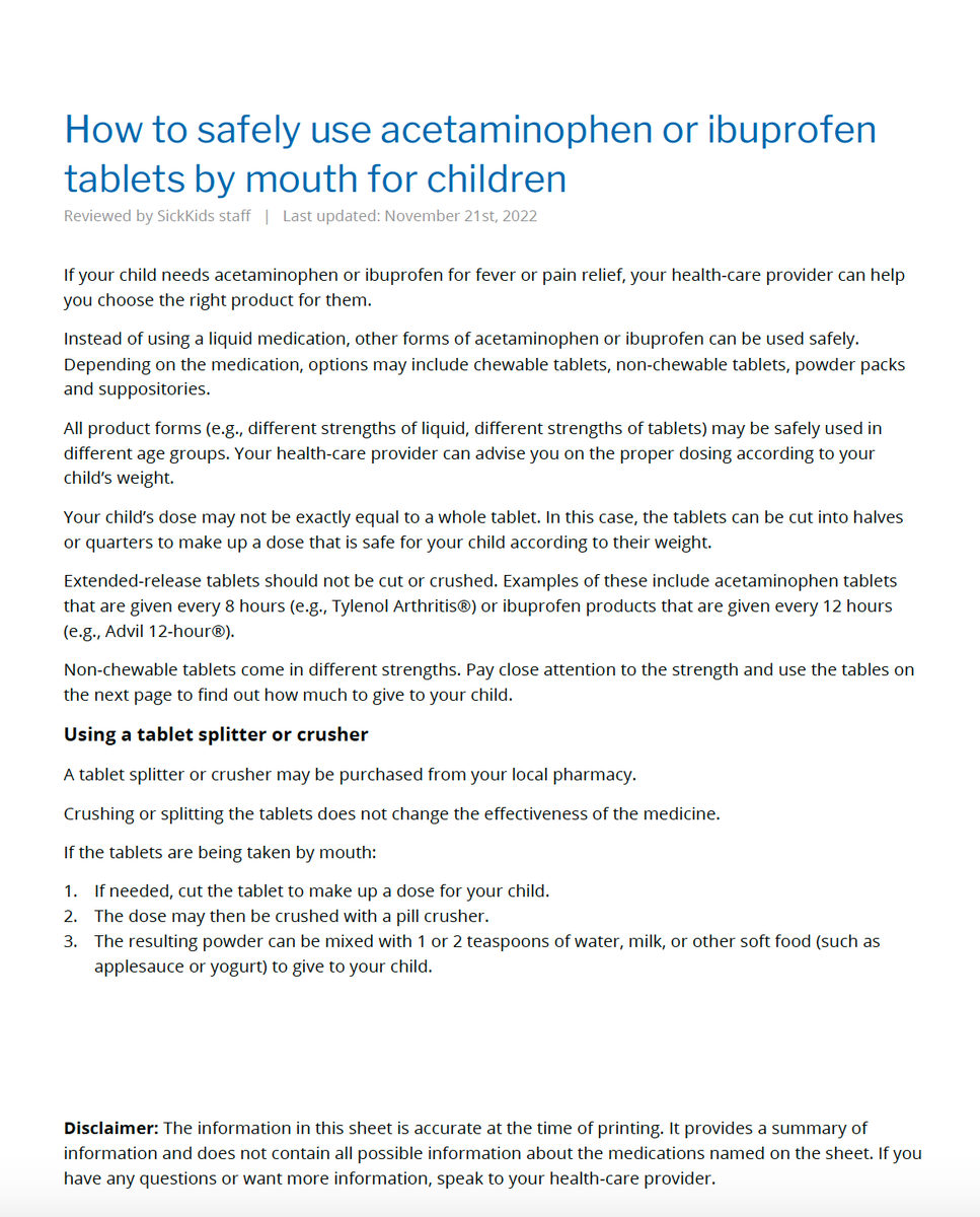tara_kiran's tweet photo. Parents: this website is a great resource from @SickKidsNews that provides trustworthy advice on what to do when your child is sick https://t.co/6DcUzwqvfX

They've just posted a new resource on using adult anti-fever tablets for kids 
https://t.co/ymSxurwqhQ
h/t @allan_k_grillMD https://t.co/MIHG6RRgqf