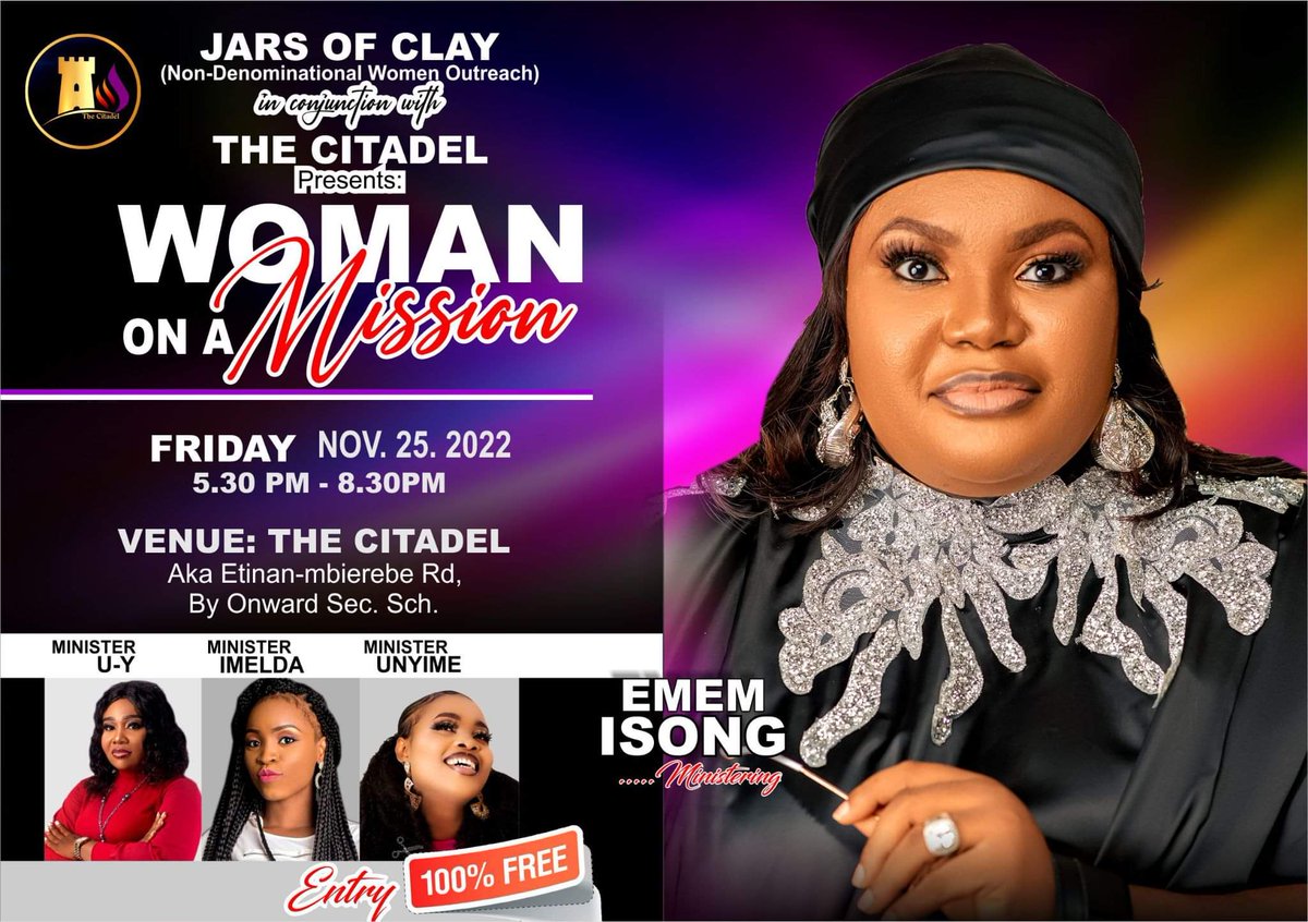 EmemIsongQota's tweet photo. Today by 5pm at The Citadel Uyo 🙏💞 https://t.co/CWYpdJLSLR