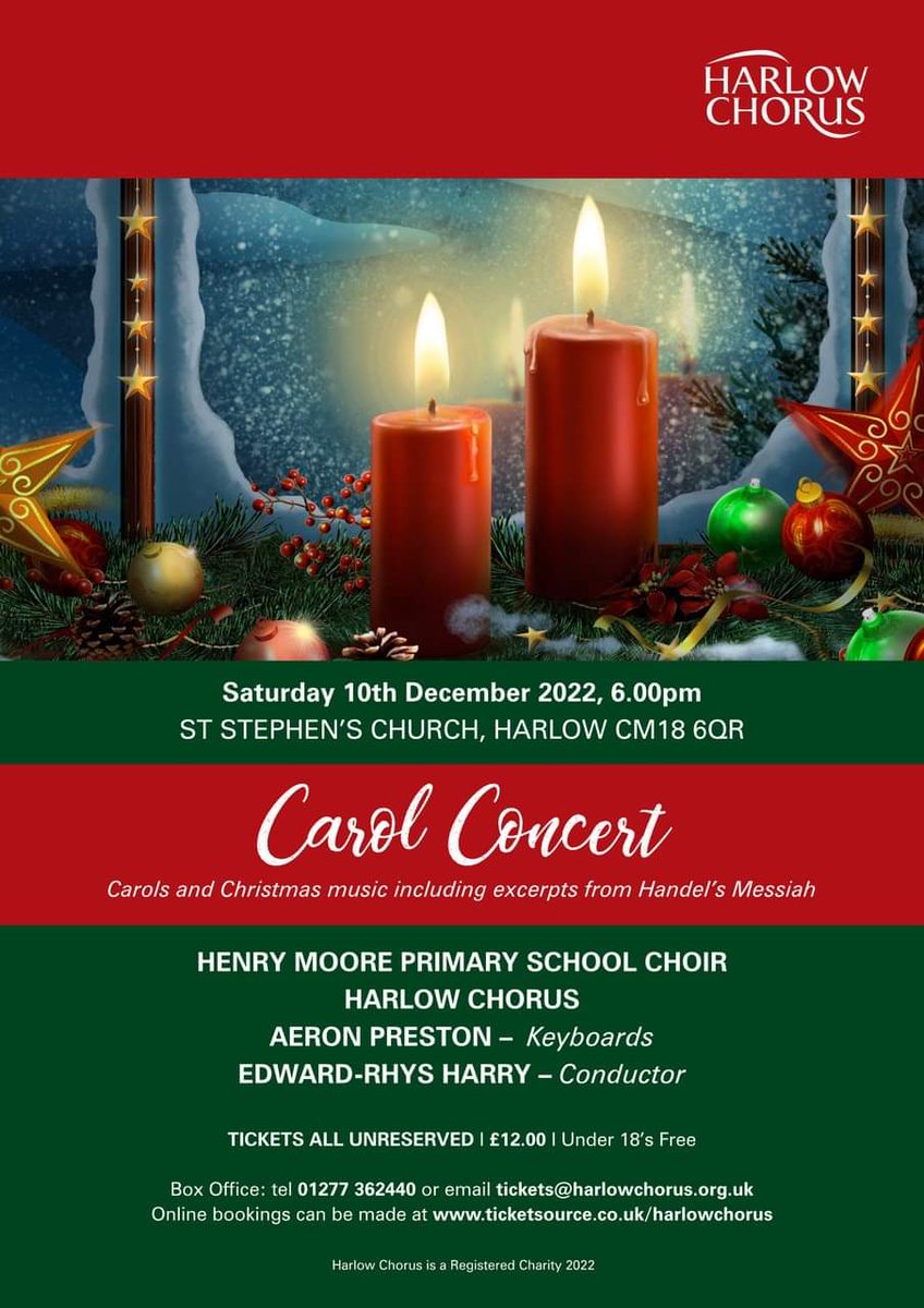 As we fast approach the festive season once again, it is time to start warming up your voices ready to join us for our Family Christmas Concert in Harlow on 10th Dec at 6pm
Tickets on sale NOW
ticketsource.co.uk/harlowchorus