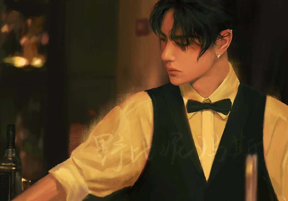 piggybunnyuwu's tweet photo. Happy Thanksgiving!! 
I’ve never imagined to get so many likes on Twitter. These two are the boss Zhanzhan and bartender Yibo I draw… Imagine what’s gonna happen…🤤 https://t.co/r1VWUjJHTl