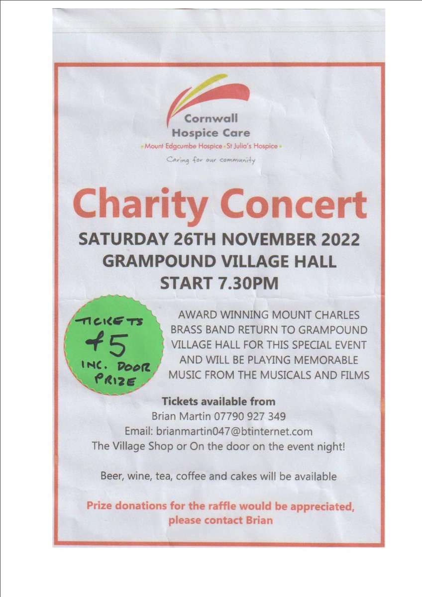 This Saturday in aid of @Cornwallhospice. Please come and support this very worthy cause.