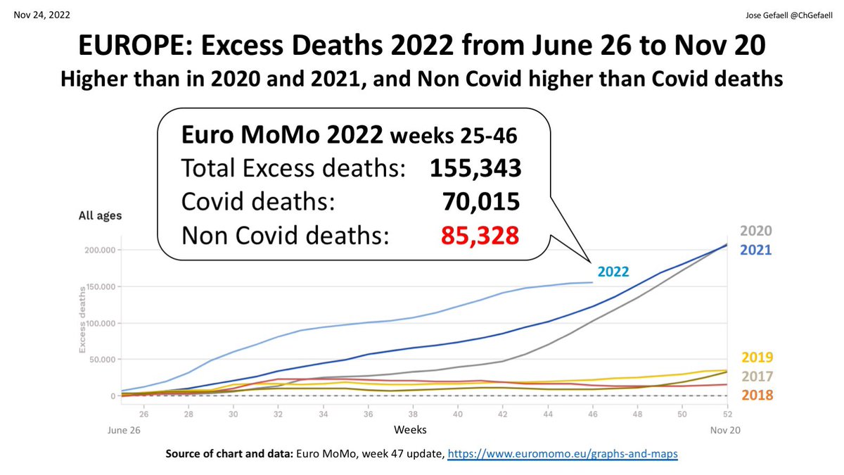 KimDotcom's tweet photo. The vaccines now kill more people than Covid? Look at the EU death numbers for the last 5 months:

155,343 above average deaths
70,015 Covid deaths
85,328 Non-Covid deaths

Shocking!!! Watch #DiedSuddenly https://t.co/fcrHbpo6K8