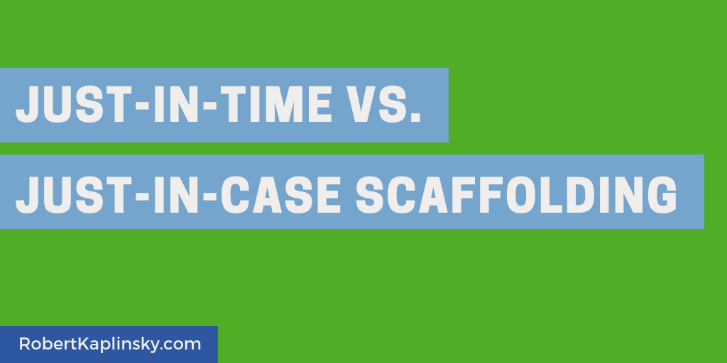 I am a huge fan of the way @thestrokeofluck describes just-in-time scaffolding vs just-in-case scaffolding. It helped me realize why I made the wrong choices early in my career &amp; gave me a way to describe what we should be doing instead: robertkaplinsky.com/just-in-time-v…