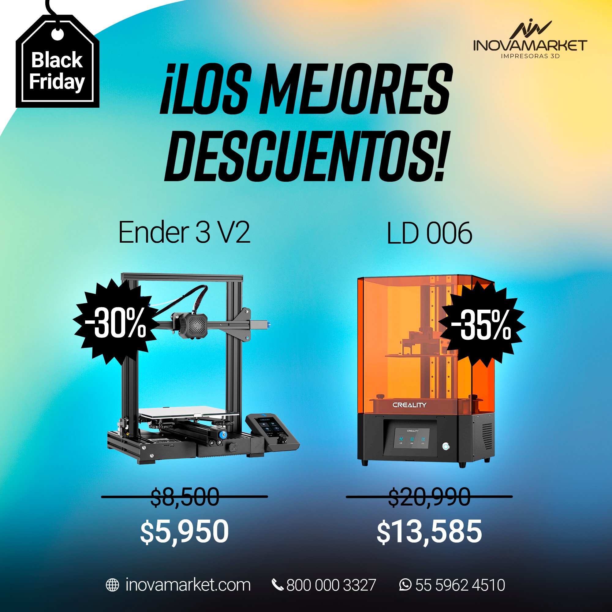 Inova Mx on Twitter: "💥Llegaron los súper descuentos a InovaMarket💥 ¡Este BLACK FRIDAY estrena impresora 3d! Contáctanos para más información. aquí 💥: https://t.co/JAaqPNdyst ✓ WhatsApp 👉 https://t.co/UxtNJJ577S 📞 800